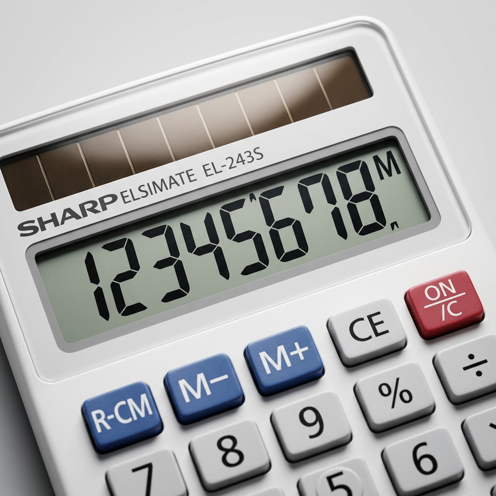 Gros plan de l’écran : SHARP EL243S (calculatrice)