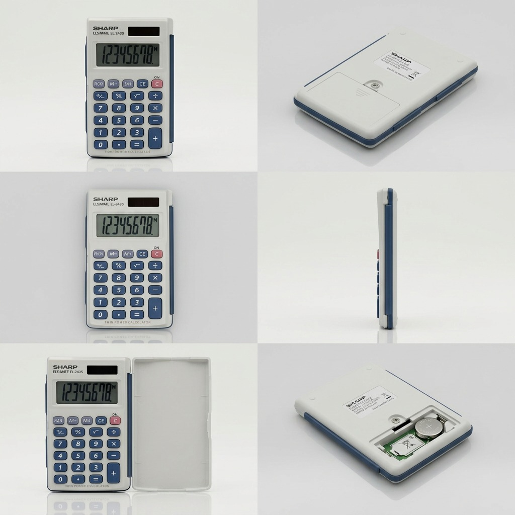 Visuel 5 du produit SHARP EL243S – Calculatrice de poche 8 chiffres à double alimentation avec couvercle protecteur