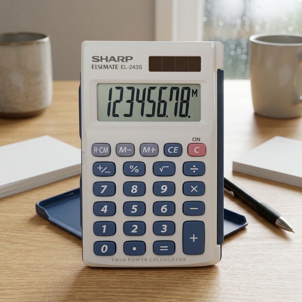 Visuel 4 du produit SHARP EL243S – Calculatrice de poche 8 chiffres à double alimentation avec couvercle protecteur