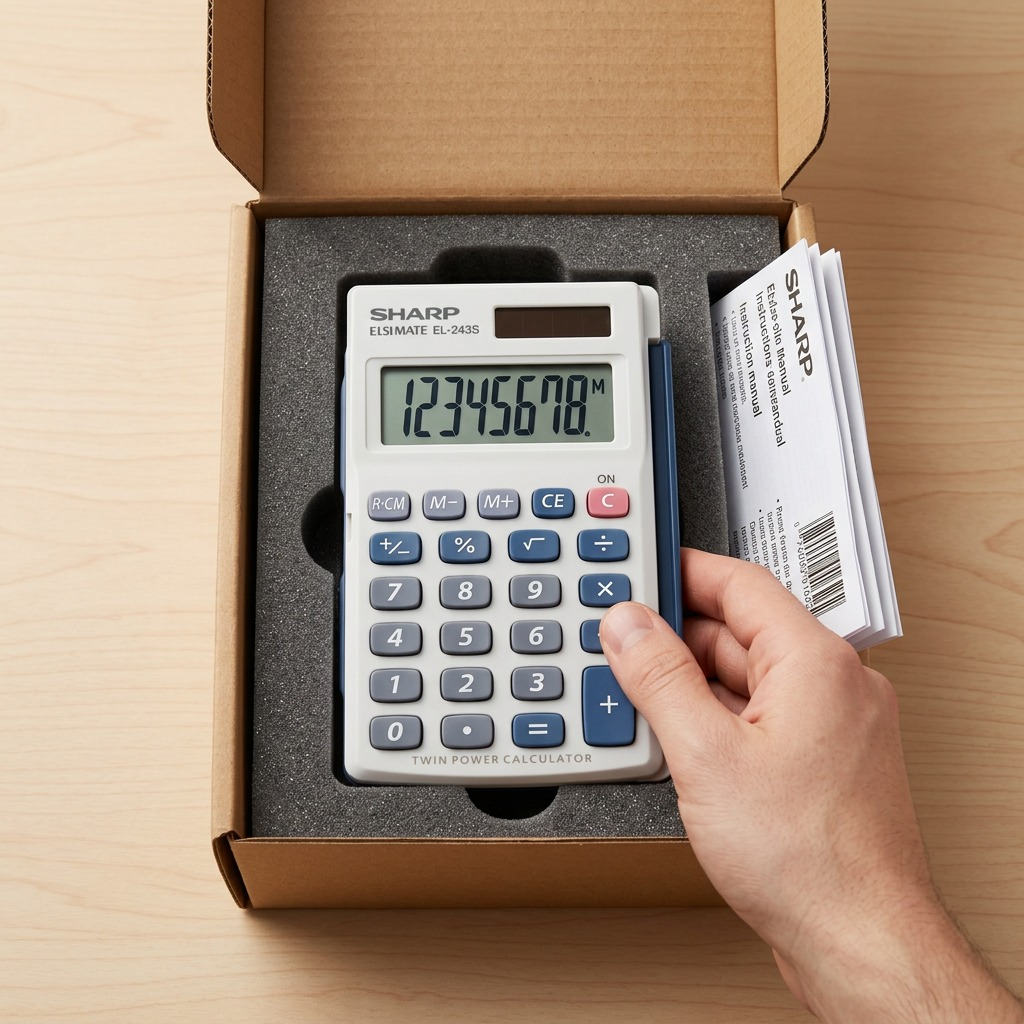 Présentation de l’emballage : SHARP EL243S (calculatrice)