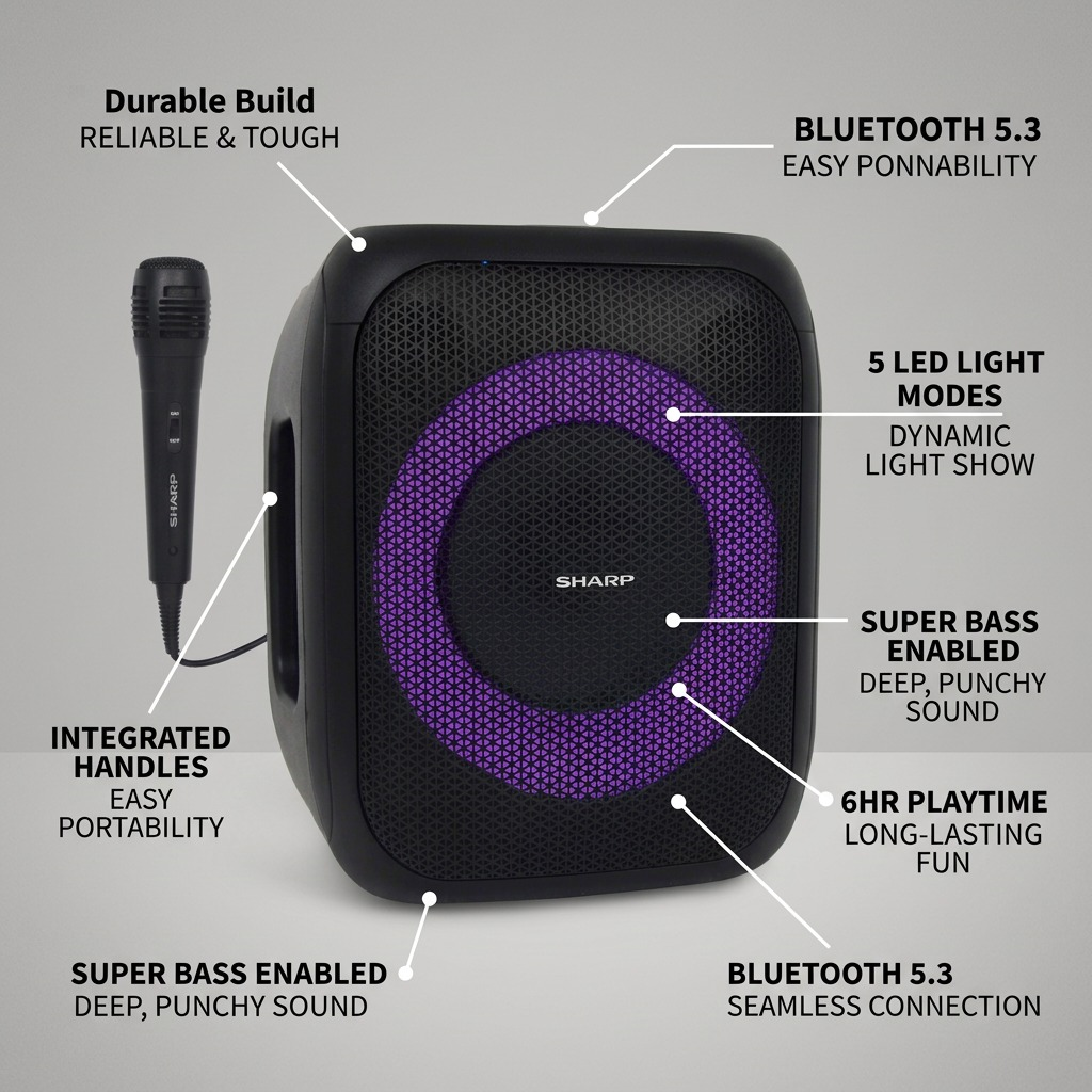 Infographie des caractéristiques : SHARP PS-914 (enceinte audio)