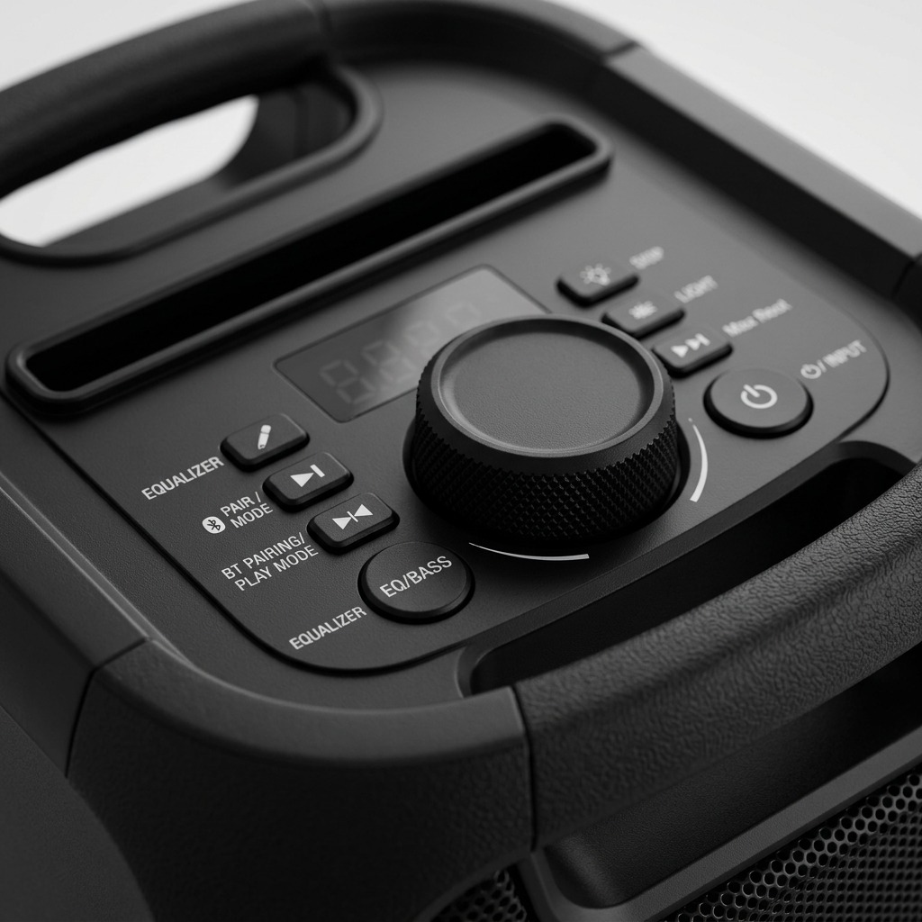 Gros plan des commandes : SHARP PS-914 (enceinte audio)