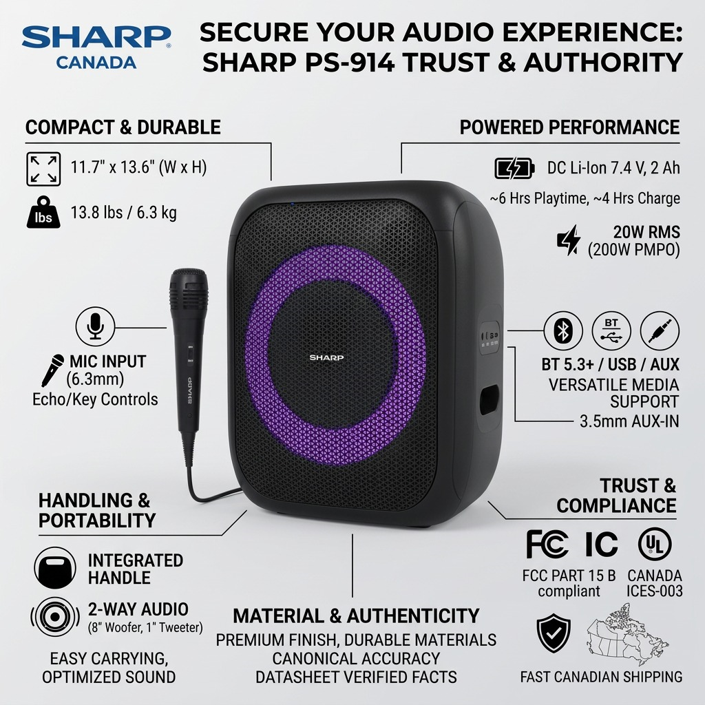Infographie des caractéristiques : SHARP PS-914 (enceinte audio)