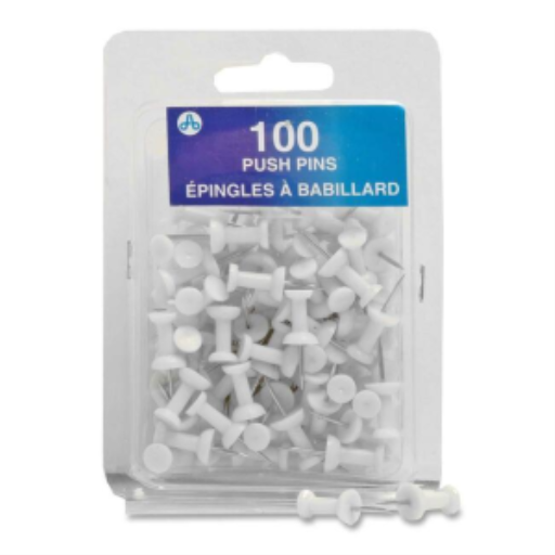 Push Pins White (Opaque), 100/Box