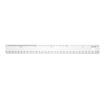 30cm White Plastic Ruler (0.5cm 0-30/0.5cm 0-10/cm 0-10/dm, mm 0-300)