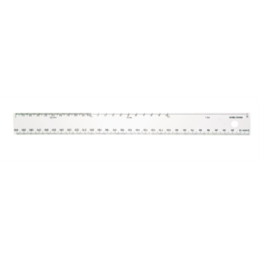 30cm White Plastic Ruler (0.5cm 0-30/0.5cm 0-10/cm 0-10/dm, mm 0-300)