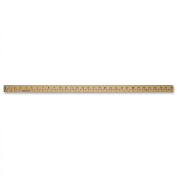 A high-resolution wooden yardstick product photo with clear inch and metric markings against a white background.