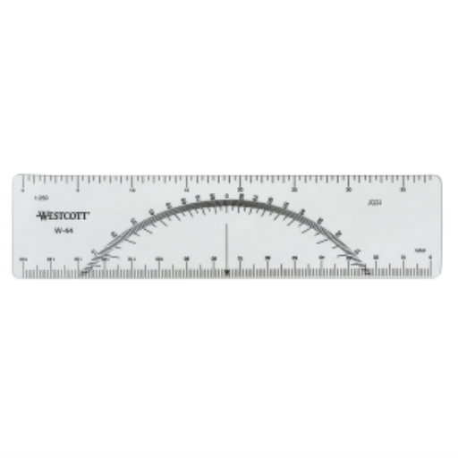 Metric Protractor Ruler with 1:250, 15cm/6?
R?gle rapporteur m?trique avec ?chelles ? 1:250,15cm/6 po