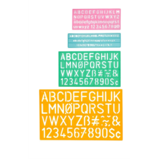 4 Piece Lettering Guide, Uppercase, Letters and Numbers