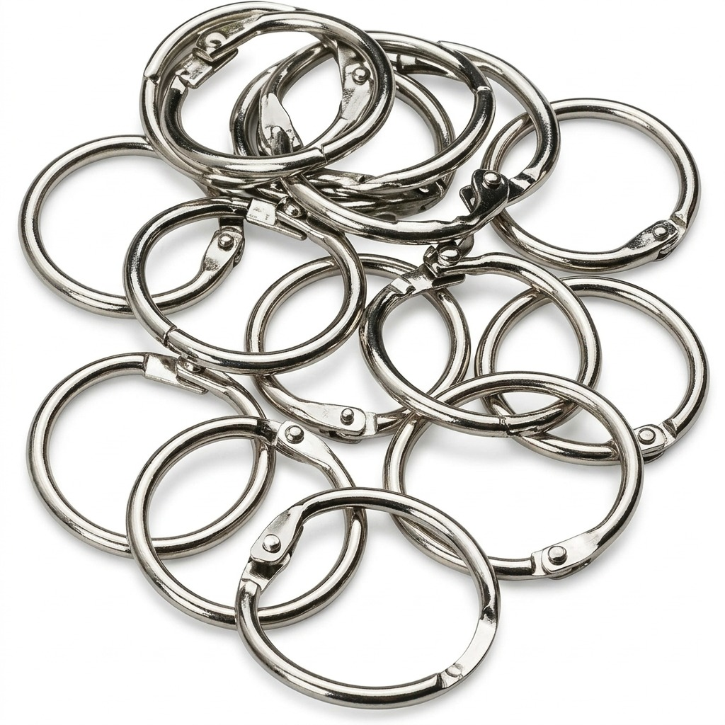 Westcott 1" silver book rings on white background. Pack of 18 rings, SKU 75150.