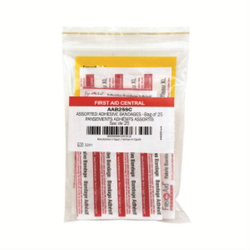 Pansements adhésifs assortis, 25 par sac