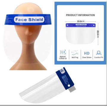 Écran facial de protection transparent, paquet de 10