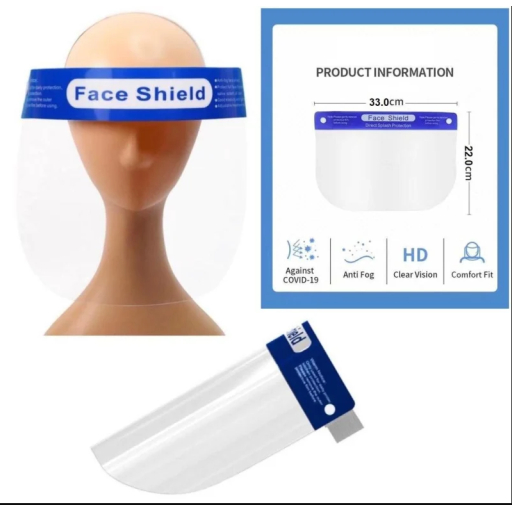 Écran facial de protection transparent, paquet de 10