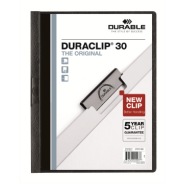 DURABLE Report Cover with DURACLIP, Letter Size, Holds Up to 30 Pages, Clear Cover/White, 25 per Box (220301)