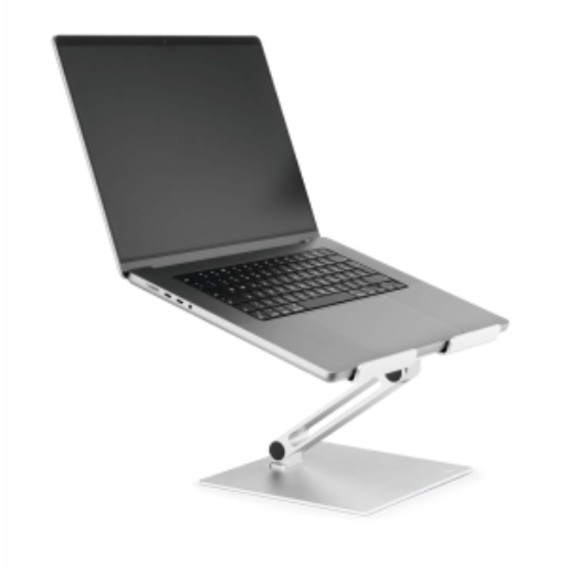 DURABLE Folding Adjustable Laptop Mount - Ergonomic Universal Laptop Computer Stand for Desk, Portable Laptop Stand that Folds for Easy Storage, Non-Slip Aluminum Laptop Mount, For 10" to 17" Laptops and Tablets