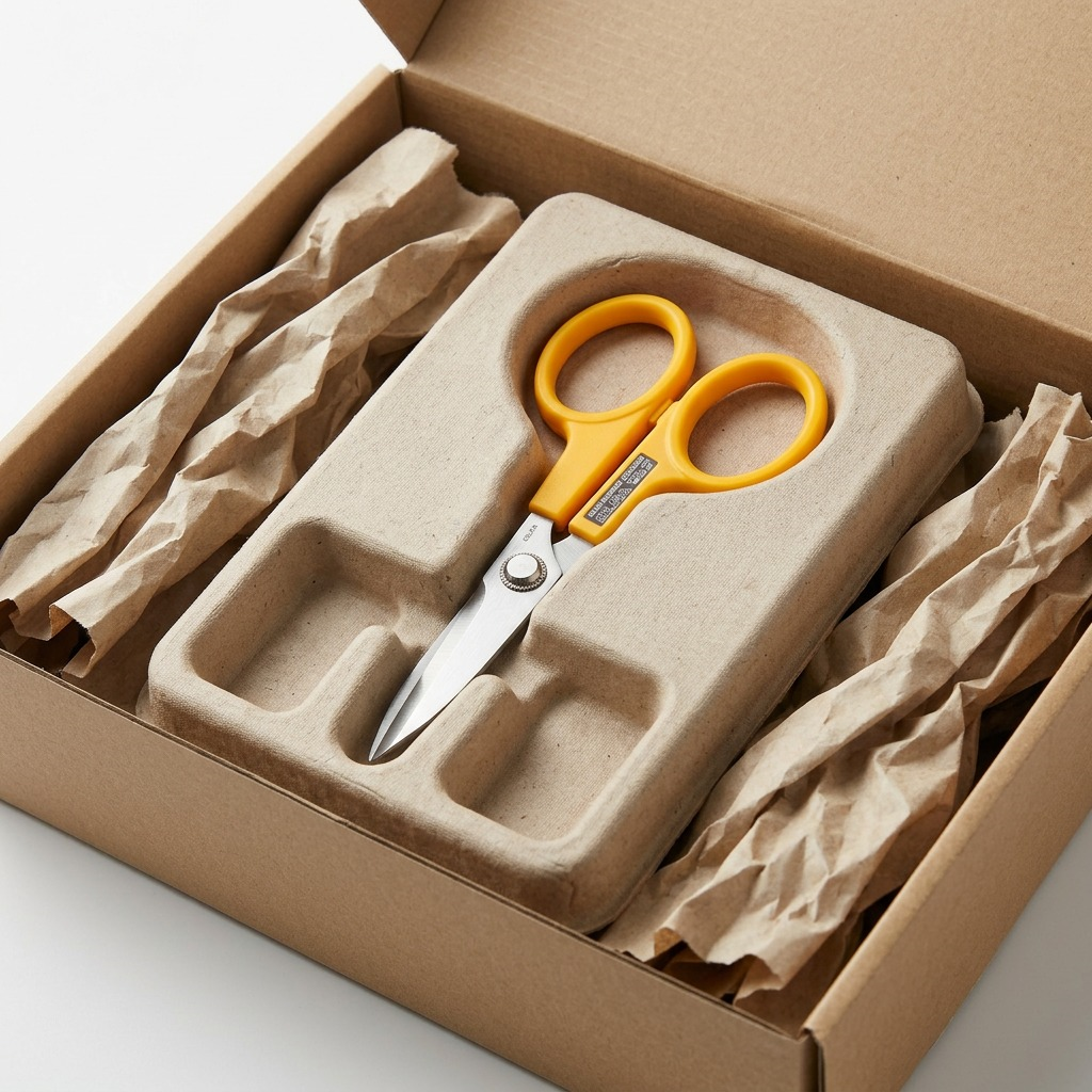 High-quality, in-transit protected delivery of Olfa SCS-2 scissors inside a shipping box.