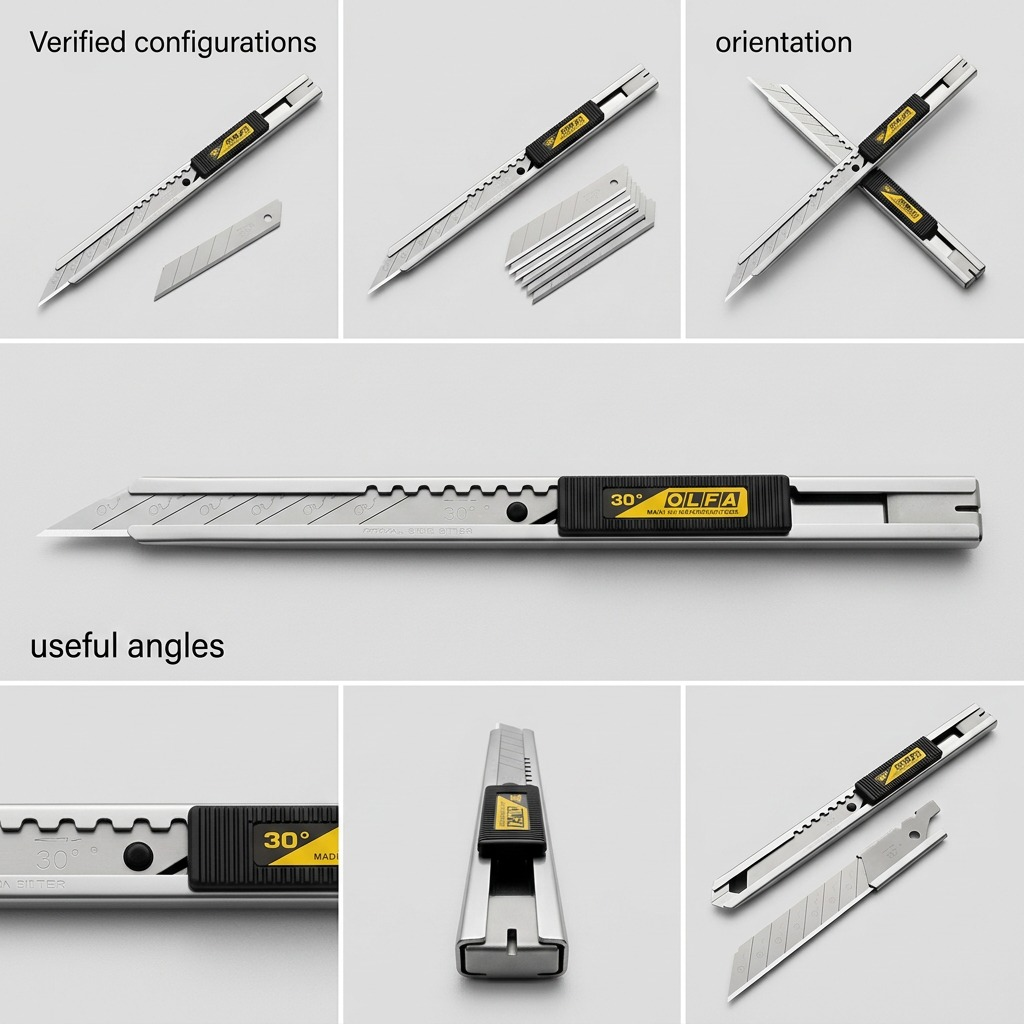 A grid showing diverse product configurations and angles for the Olfa SAC-1 Stainless Steel Graphics Knife.