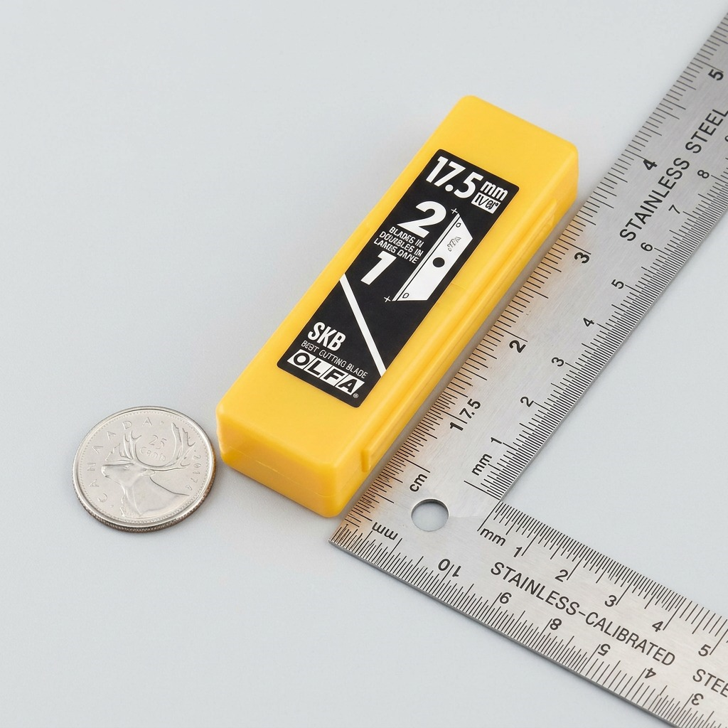 A stack of five OLFA SKB-2/5B safety blade holders, showing the yellow casing and 17.5mm markings.