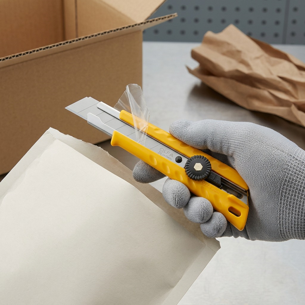 High-resolution hero shot of the Olfa L-1 utility knife on a pure white background.