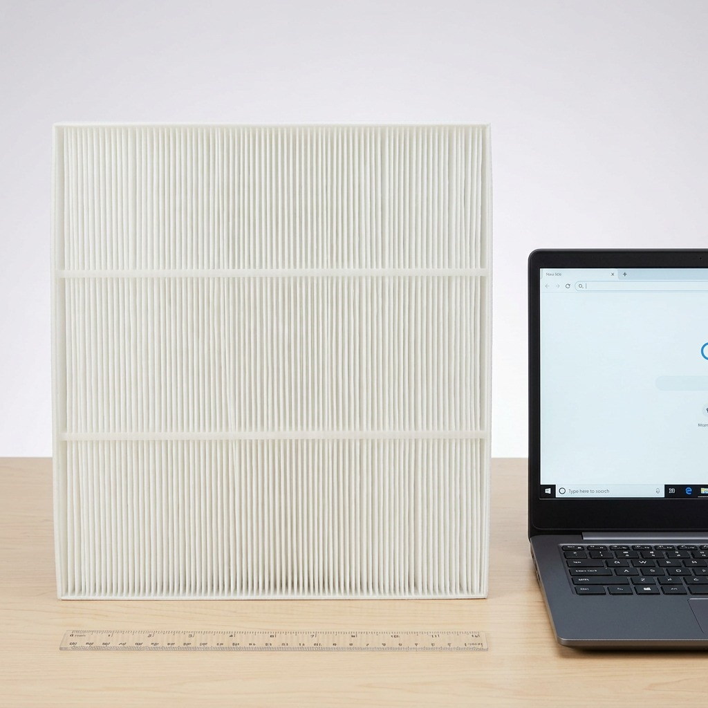 High-resolution hero shot of the white pleated Sharp FZA28HFU True HEPA replacement filter.