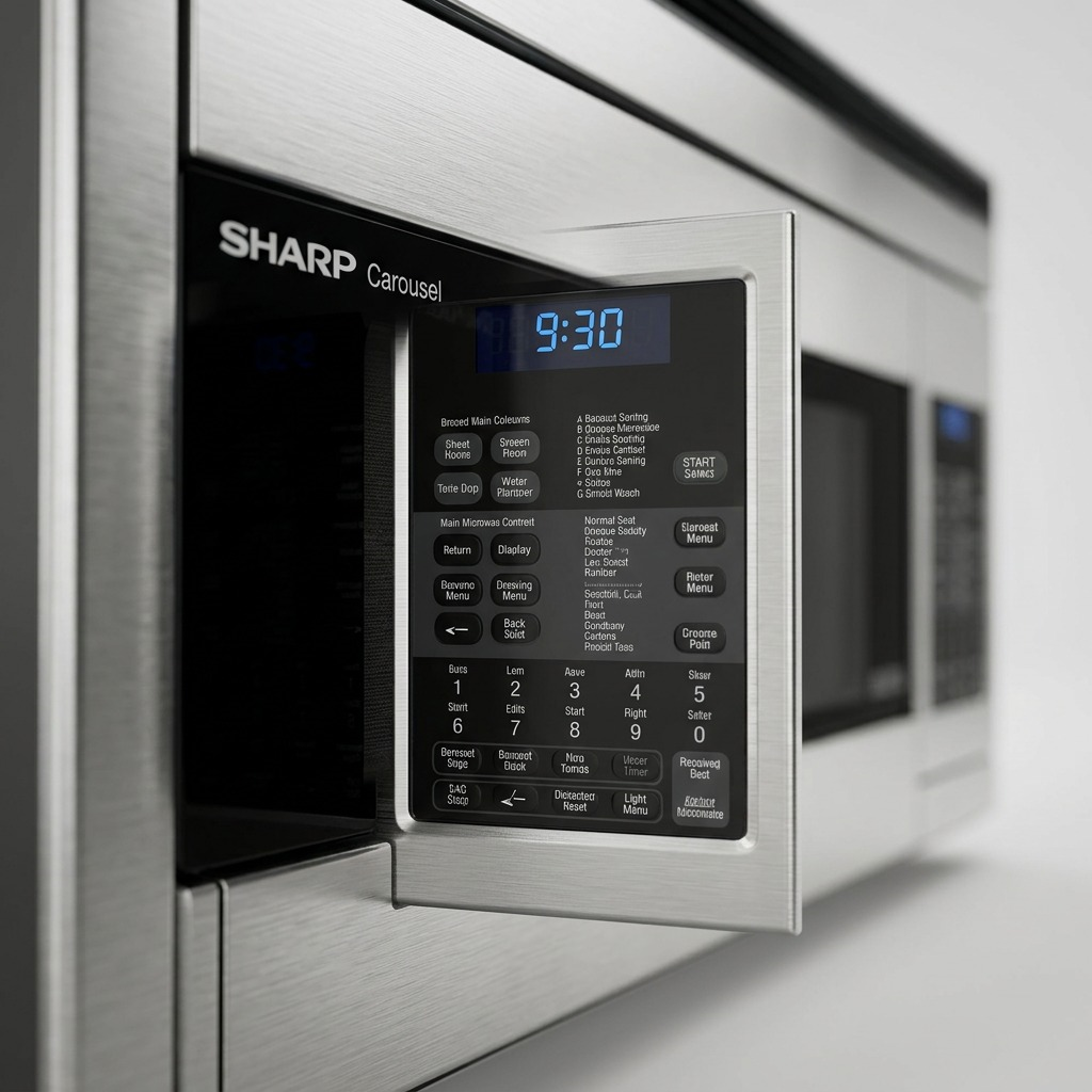 Gros plan de l’écran : SHARP R1874TY (four à micro-ondes)