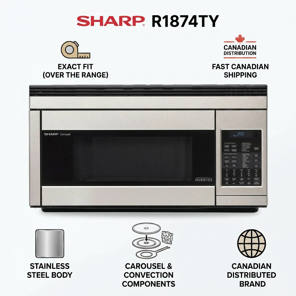 Infographie des caractéristiques : SHARP R1874TY (four à micro-ondes)
