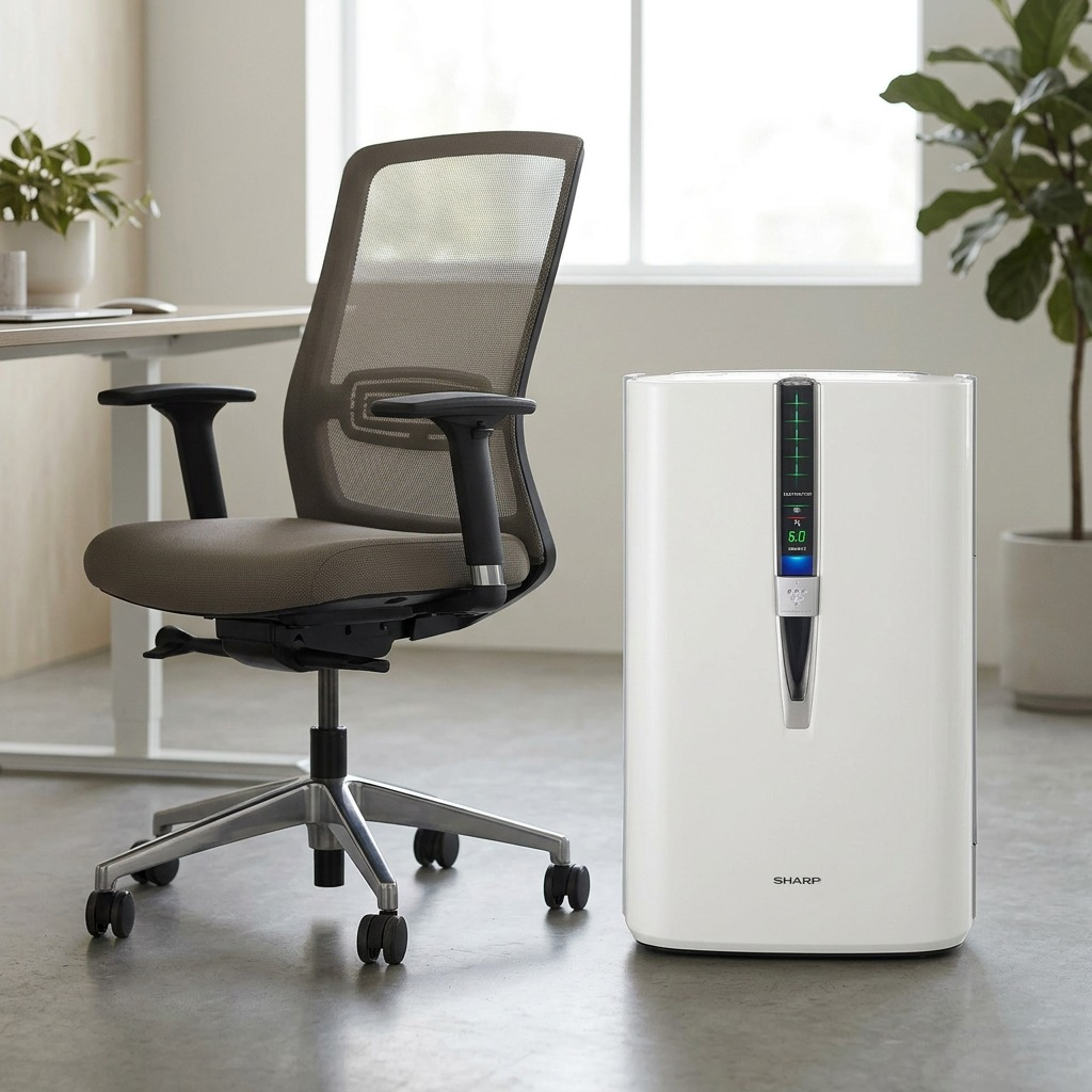 High-resolution hero shot of the white Sharp KC860U Air Purifier and Humidifier on a pure white background.