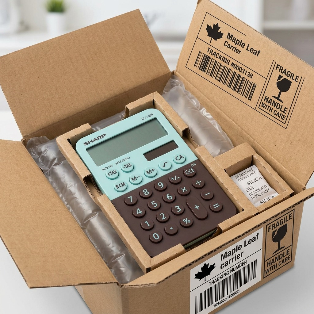 Présentation de l’emballage : SHARP EL760RBMT (calculatrice)