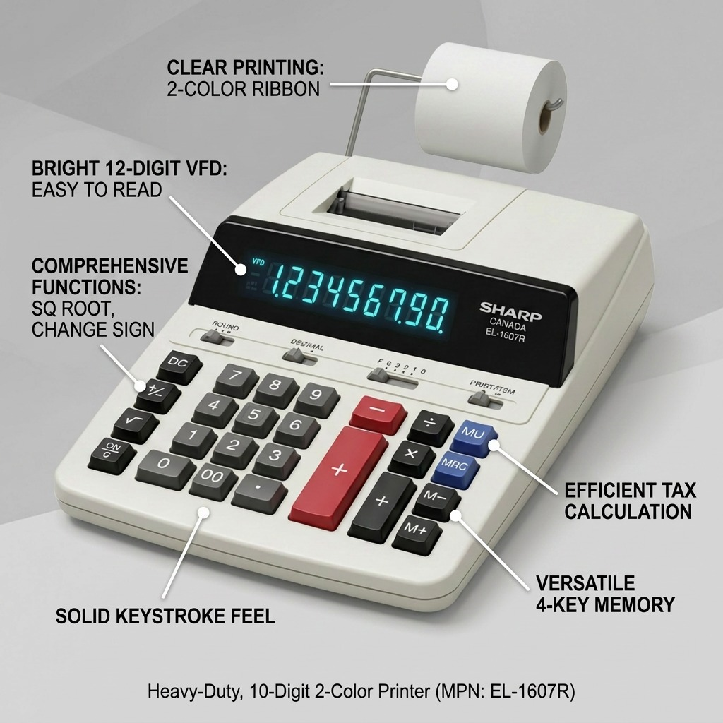 Schéma des caractéristiques : SHARP EL-1607R (calculatrice)