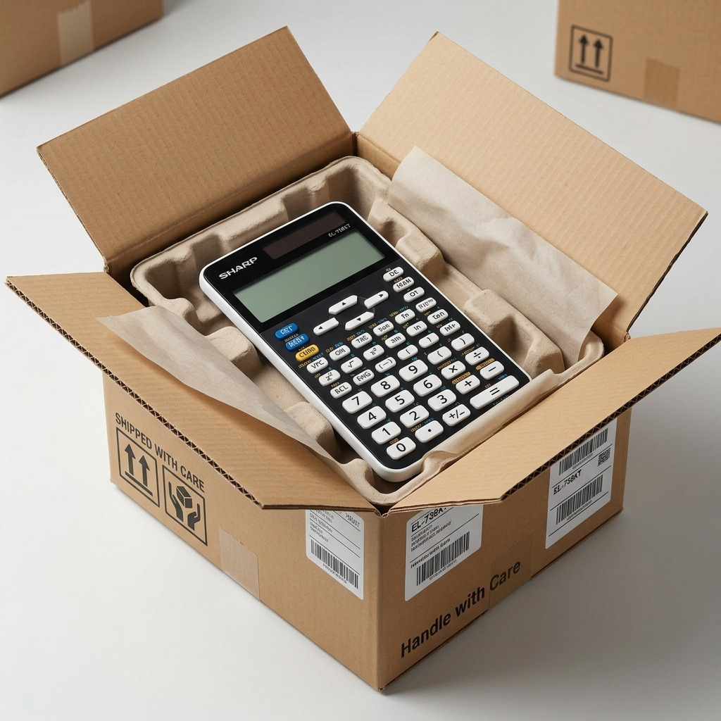 Présentation de l’emballage : SHARP EL738XT (calculatrice)