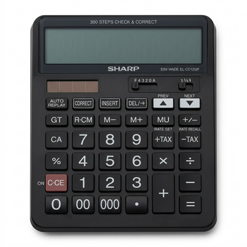 Sharp EL-CC12GP 12-digit check and correct calculator on a clean white background.