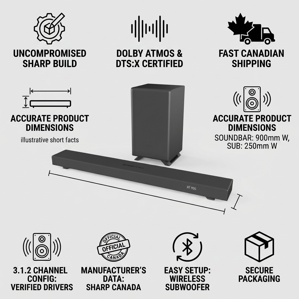 Infographie des caractéristiques : SHARP HT-SBW53121 (barre de son)