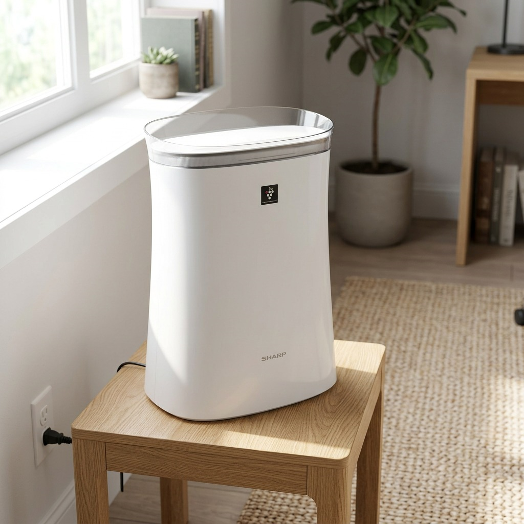 Présentation sur un bureau : SHARP FPK50UW (purificateur d’air)