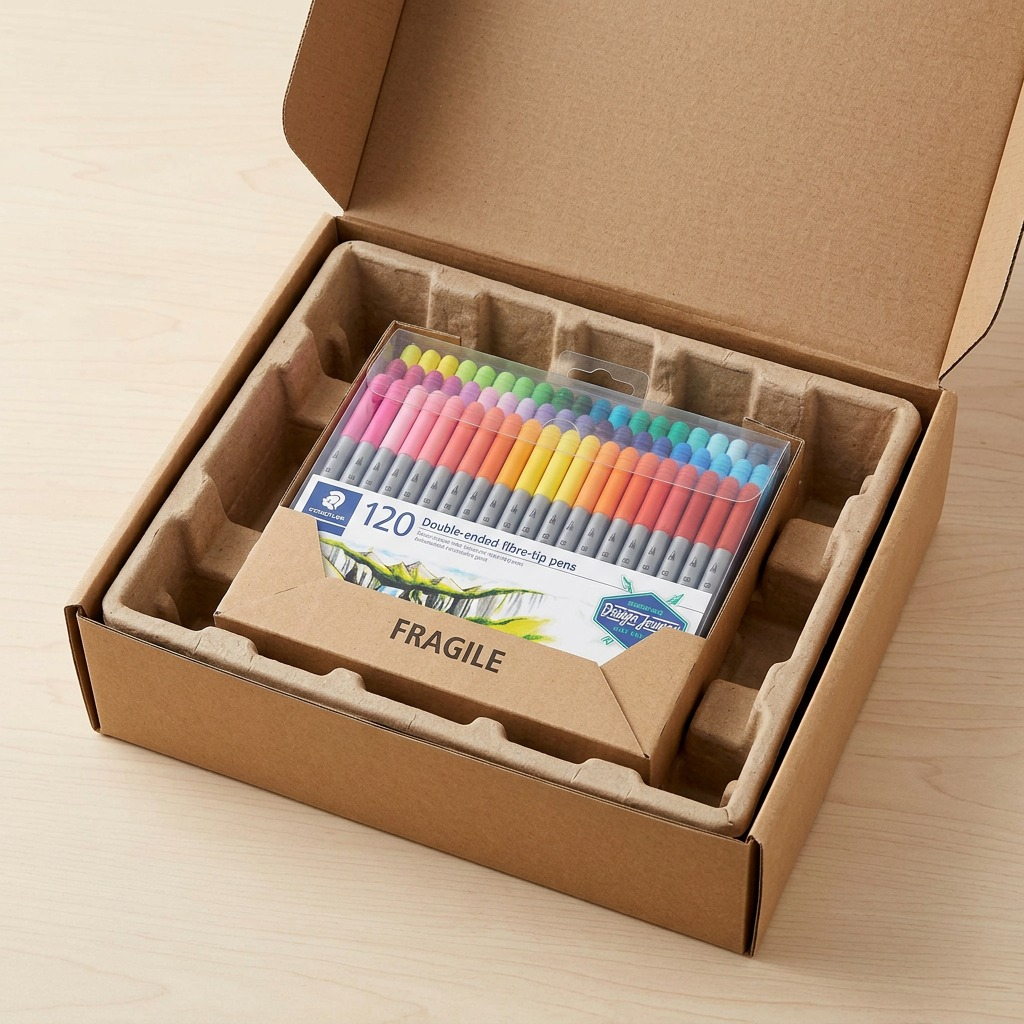 STAEDTLER 120 feutres à double pointe, réf. 3200-TB120 — présentation de l’ensemble et de son emballage