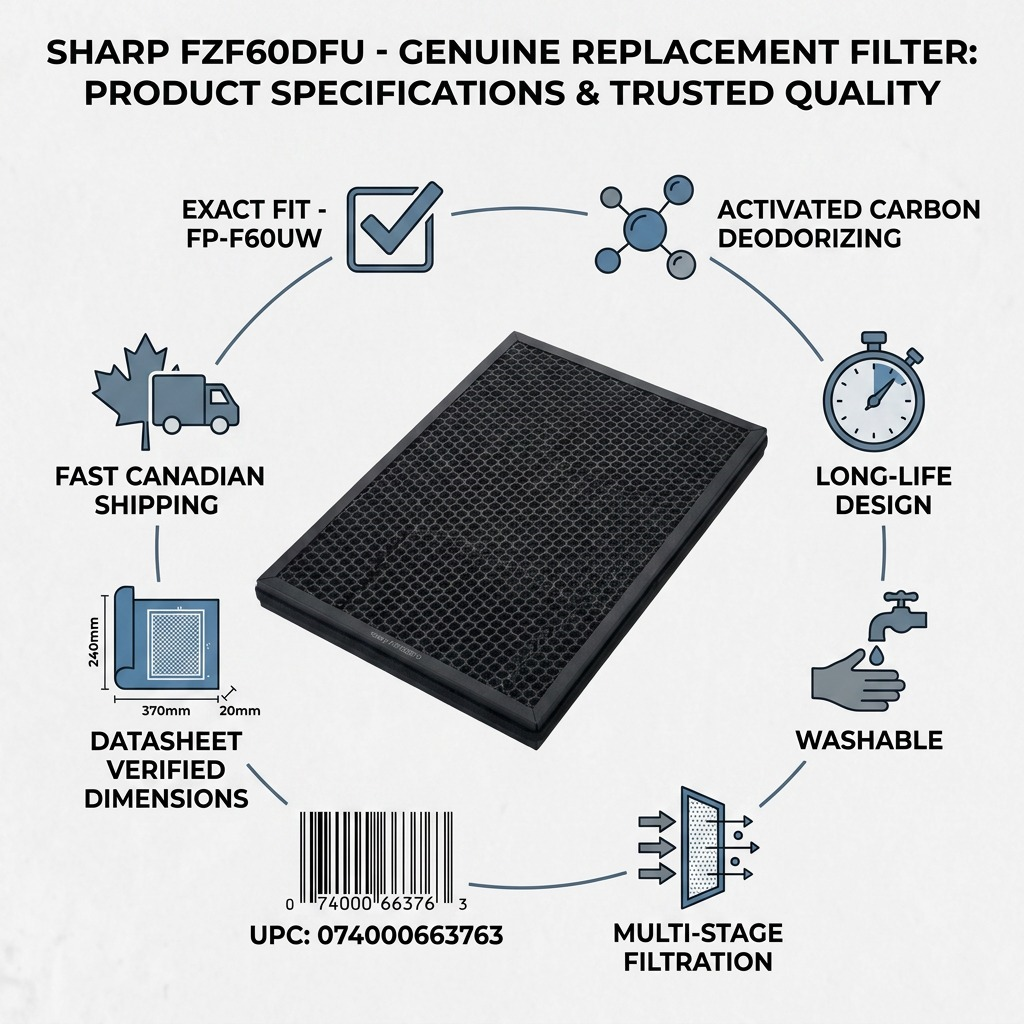Infographie des caractéristiques : SHARP FZF60DFU (filtre de remplacement)