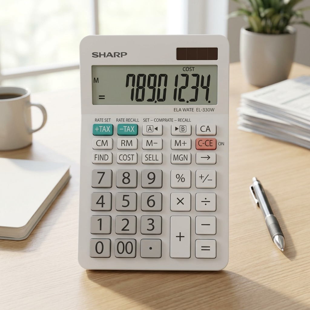 Visuel 4 du produit SHARP EL330W – Calculatrice 10 chiffres à grand affichage et double alimentation