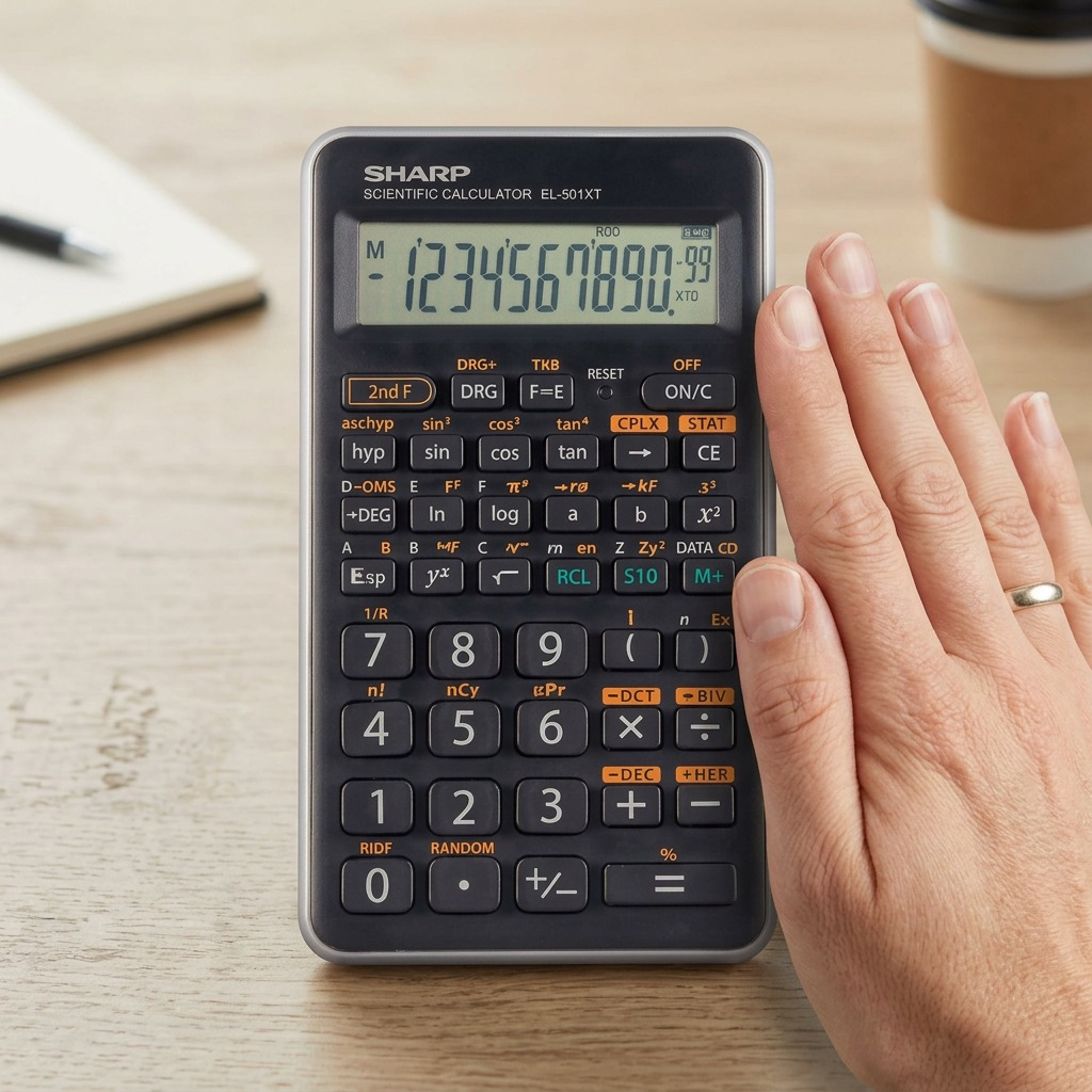 Pure, centered, high-resolution hero shot of the SHARP EL501XTGY Scientific Calculator against a clean white background.
