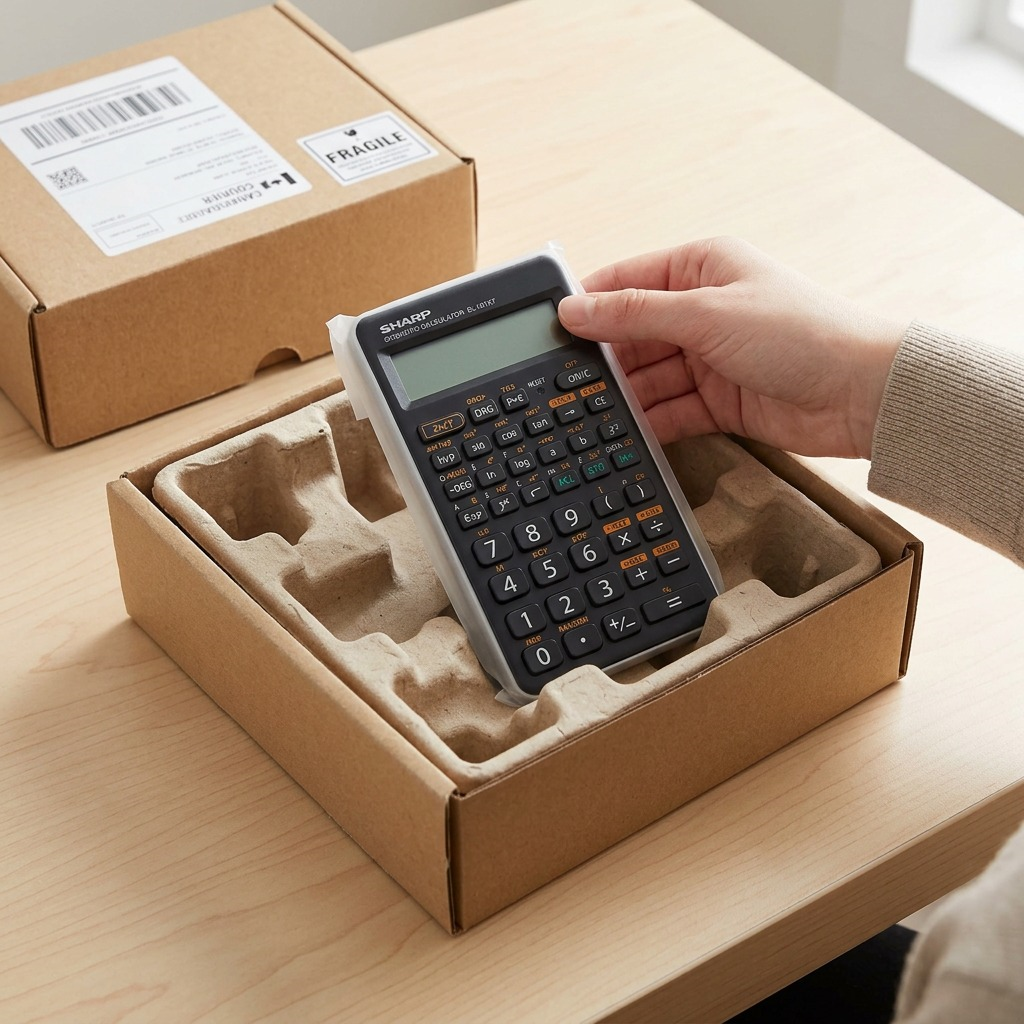 Présentation de l’emballage : SHARP EL501XTGY (calculatrice)