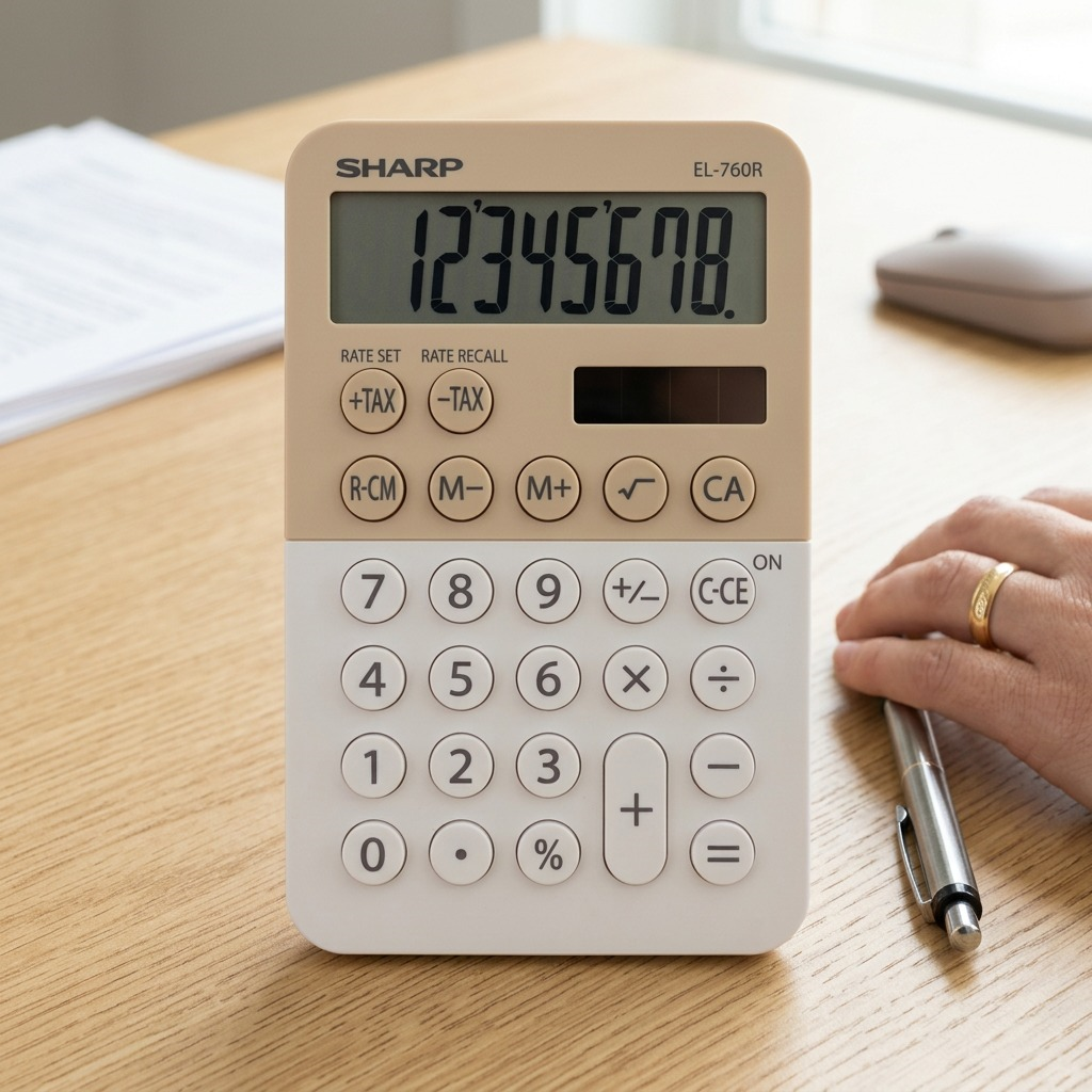 A high-resolution ecommerce hero shot of the Sharp EL-760RC calculator on a pure white background.