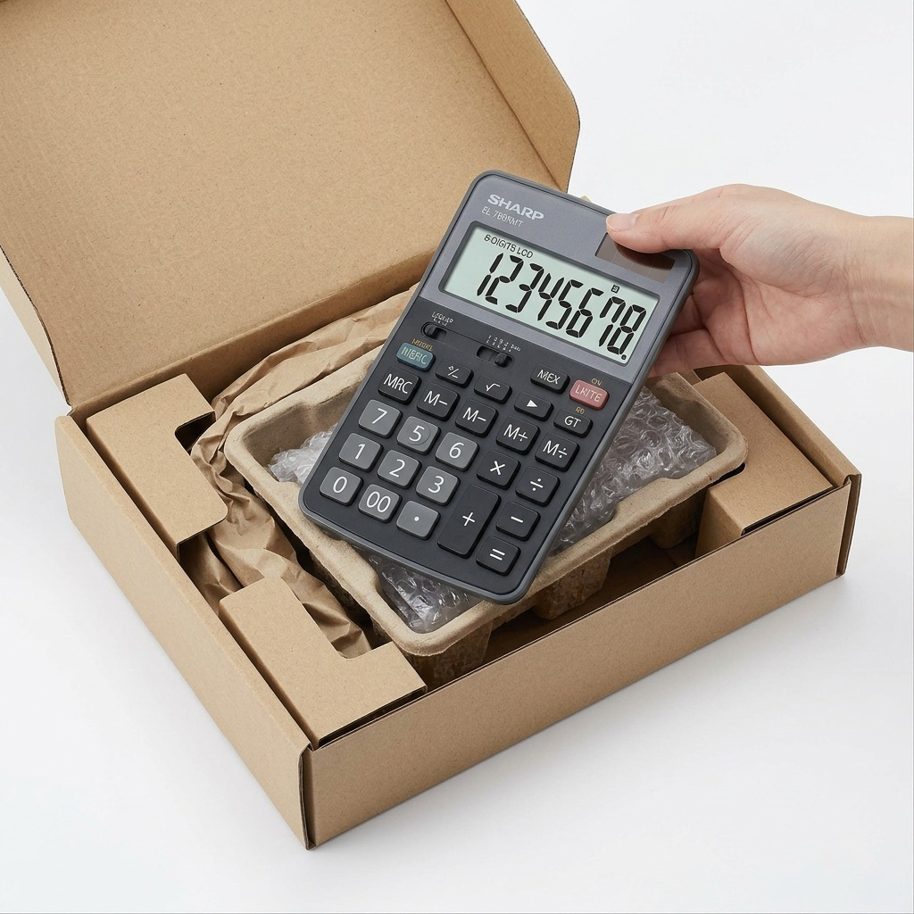Présentation de l’emballage : SHARP EL-760RMT (calculatrice)