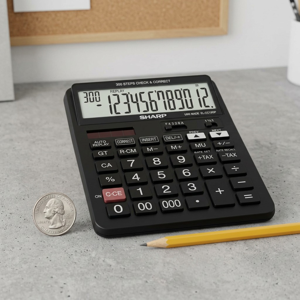 Sharp EL-CC12GP 12-digit check and correct calculator on a clean white background.