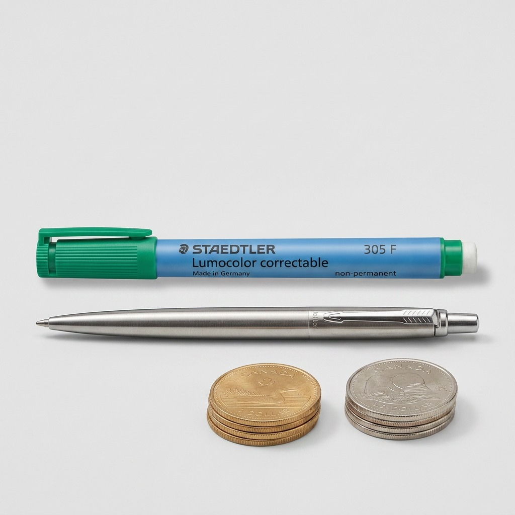 A pure, high-resolution product image of the STAEDTLER Lumocolor correctable 305 F marker, horizontally oriented against a seamless white background.