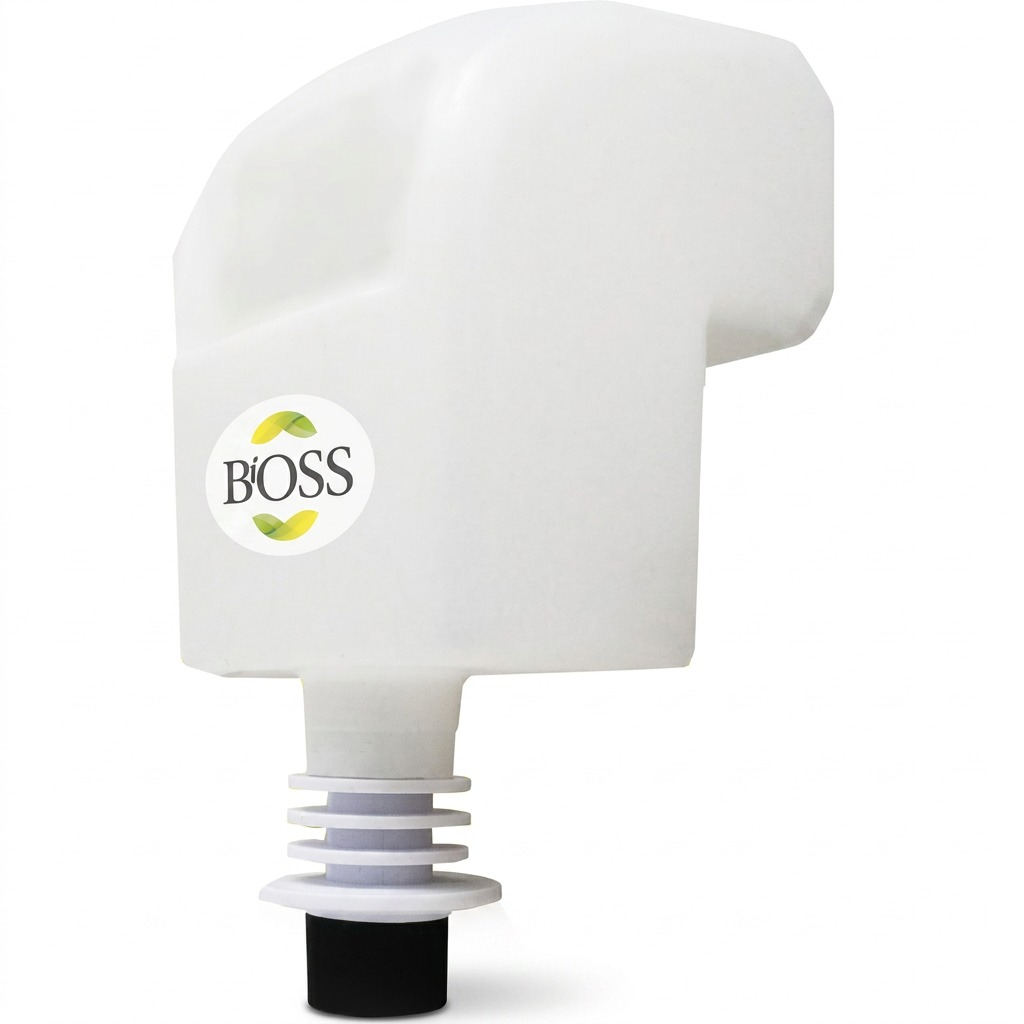 White BiOSS 850ml hand sanitizer gel refill pouch for dispensers on a white background.