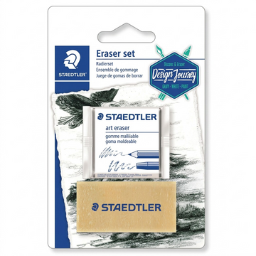 STAEDTLER – Lot de 2 gommes : mie de pain et artistique, réf. 5427SBK2-C — vue sur fond clair