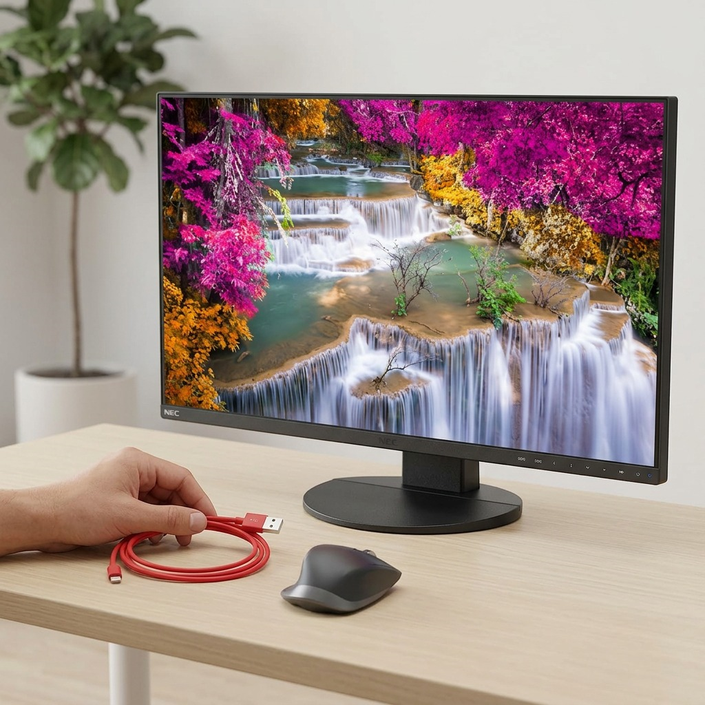 A crisp, high-resolution hero image for the SHARP/NEC EA271U-BK 27" 4K monitor.