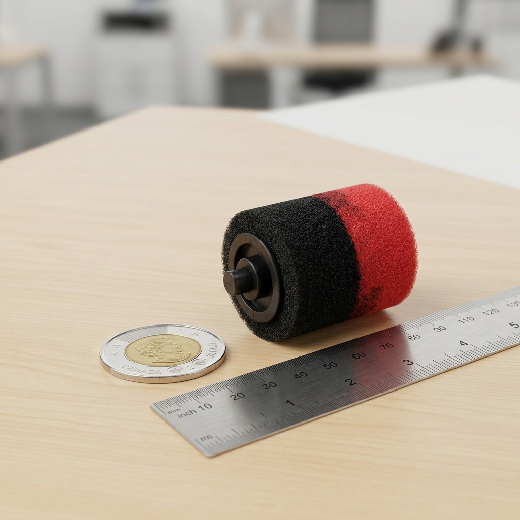A centered, high-resolution hero image of the SHARP EA781RBK Ink Roller on a pure white background. The product's bicolored foam (black/red), two-part black core, and central spindle details are sharp and clearly visible with clean edges and realistic shadows. The proportions exactly match the product in the provided reference image.