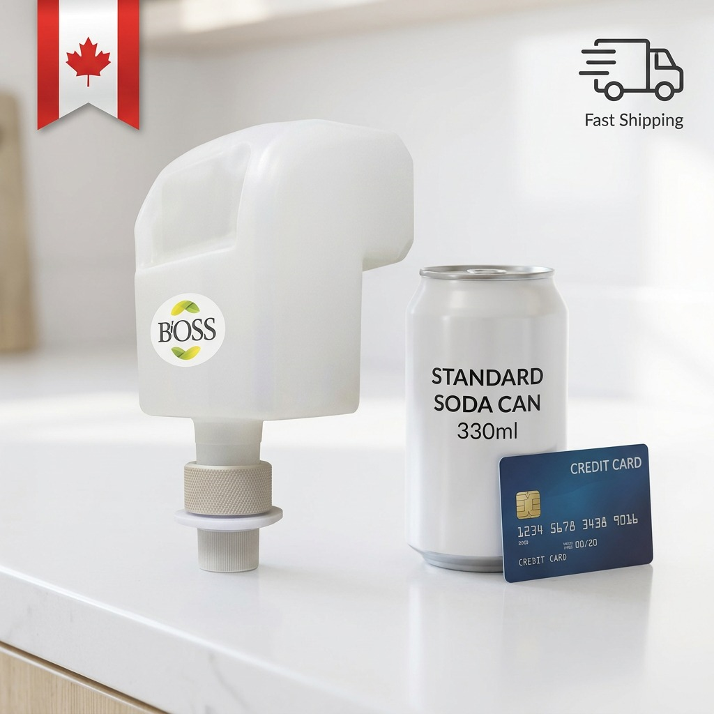 White BiOSS 850ml hand sanitizer gel refill pouch for dispensers on a white background.