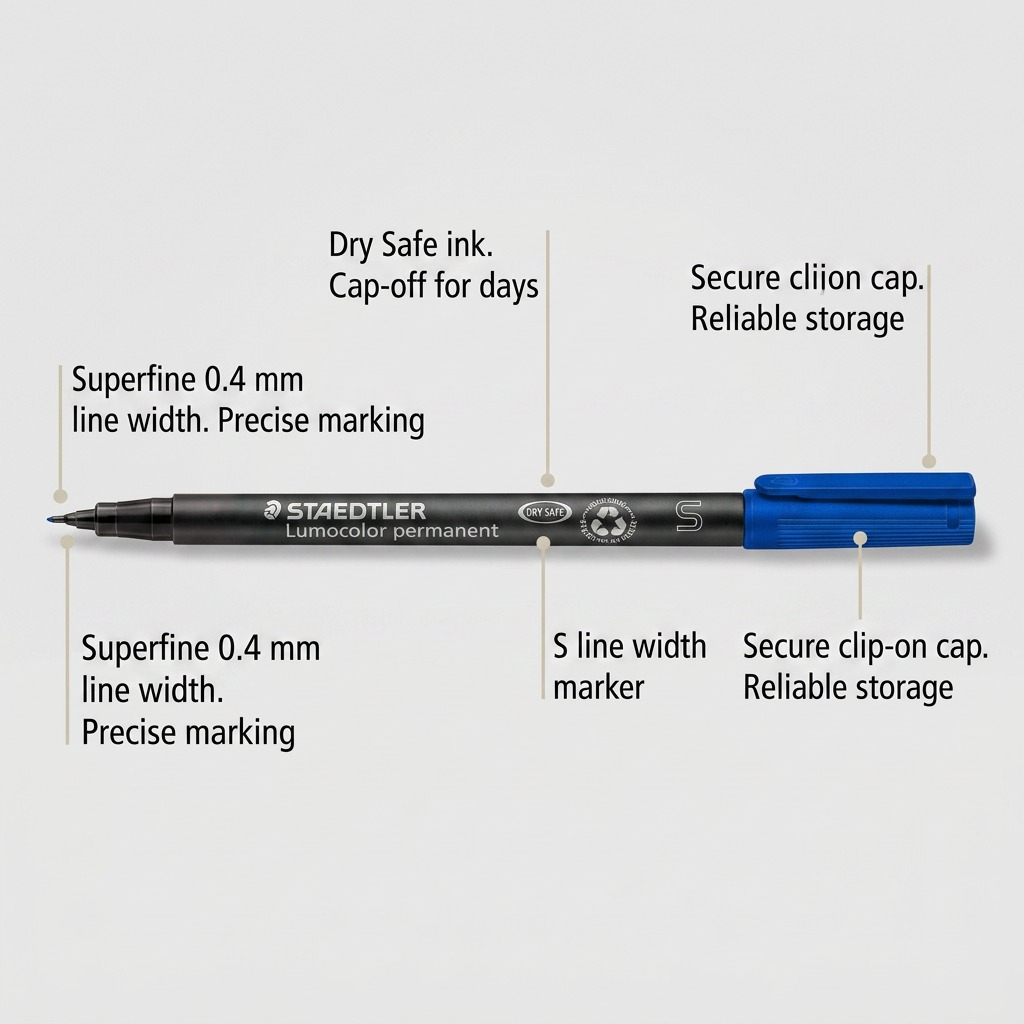 STAEDTLER Lumocolor – Marqueur permanent superfin bleu, réf. 313-3-10 — vue du produit 6
