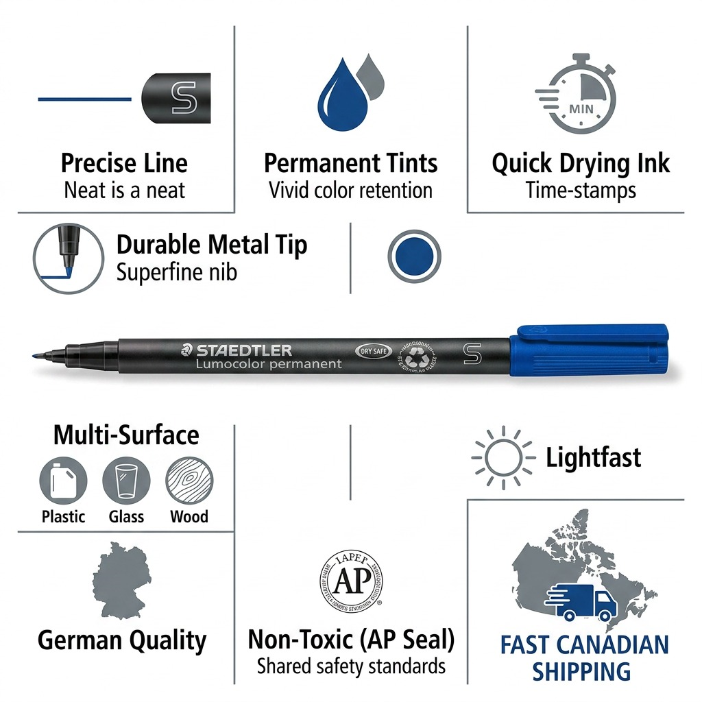 STAEDTLER Lumocolor – Marqueur permanent superfin bleu, réf. 313-3-10 — vue du produit 8