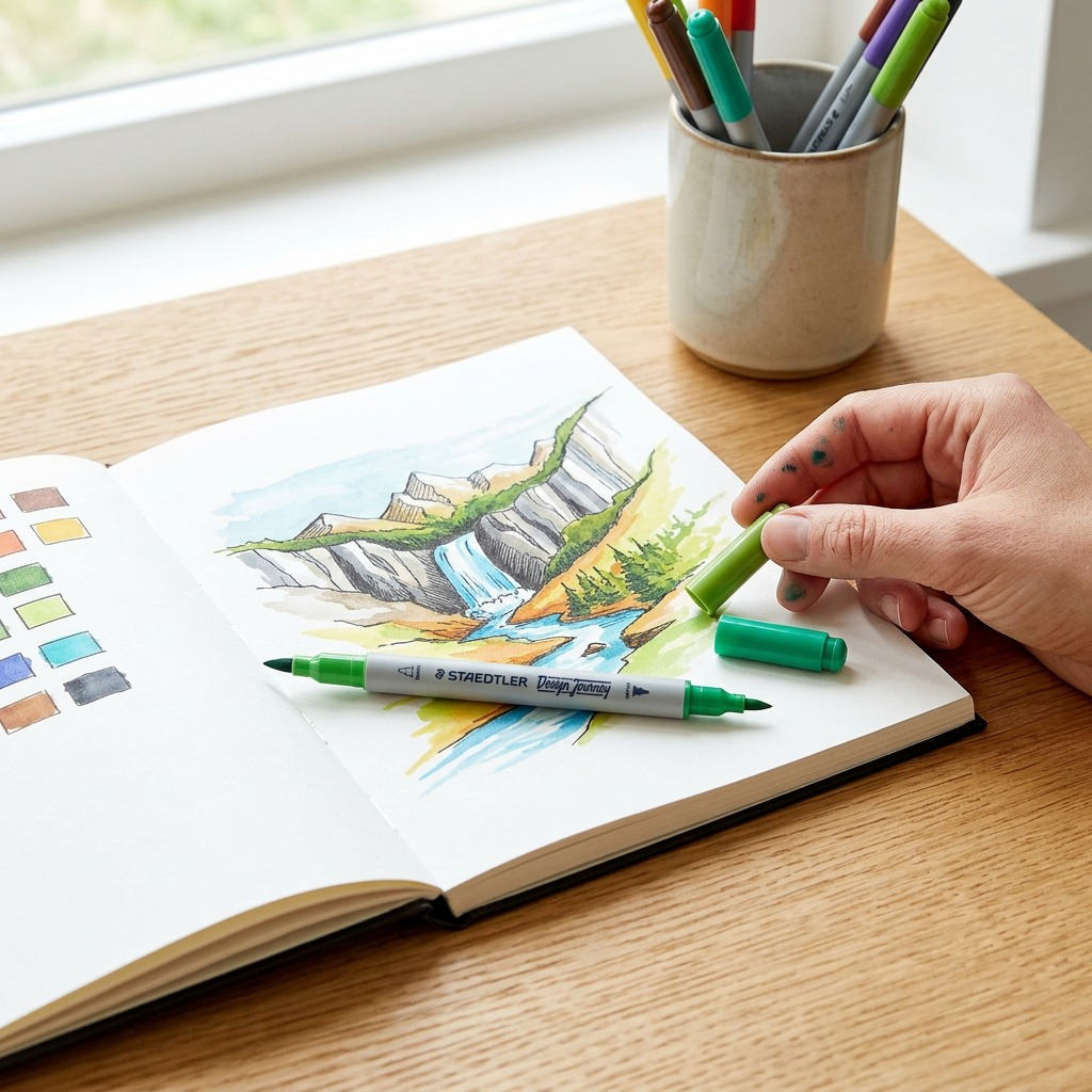 STAEDTLER 72 marqueurs aquarellables, réf. 3001-TB72 — gros plan des détails